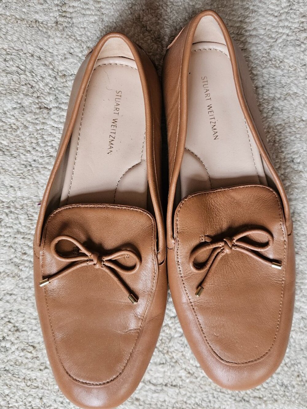 Stuart Weitzman Tan or Brown Driving Loafers Shoes Size 8.5 Leather Slip-On